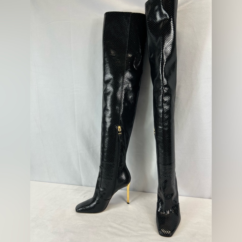 Tom Ford 105mm Glossy Python-Embossed Leather Ove… - image 3